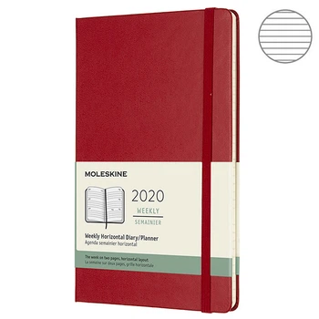 Тижневик Moleskine Горизонтальний 2020 середній червоний 8058647629292