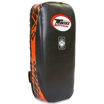 Макивара прямая кожаная тай-пэд Twins Special Heroe 6646 размер 18x38x8см Black-Orange