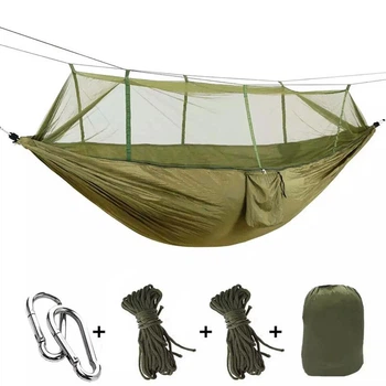 Туристический гамак Travel hammock с москитной сеткой 260х140 см Зеленый