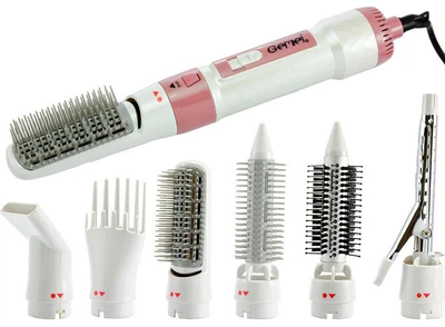 Многофункциональный фен-стайлер для волос Gemei GM-4836 7 в 1 1200 W White/Pink (7460)