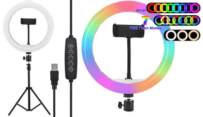 Кільцева LED RGB лампа діаметром MJ30 30 см з пультом Black UKC (7618)