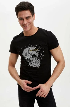 Футболка Defacto с черепом на груди Nothing L Черная (DeF T-shirt -7007-0)