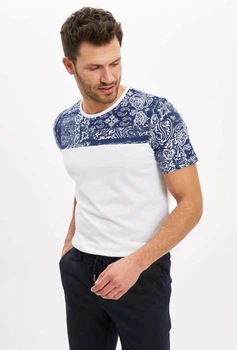 Футболка Defacto с синим принтом L Белая (DeF T-shirt -7017-0)