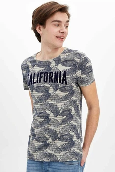 Футболка Defacto с лиственным принтом California XL Серая (DeF T-shirt -7016-3)