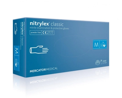 Рукавички медичні Mercator Medical Nitrylex Classic White нітрилові нестерильні неприпудрені M 200 шт Білі (6736119)
