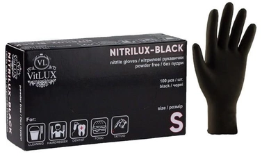 Рукавички нітрилові чорні "Саге365" 4.5 грама упаковка (S)