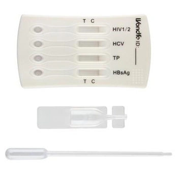 Комбинированный тест на 4 инфекции: ВИЧ 1/2, гепатит В(HBsAg), гепатит С, сифилис (Wondfo)