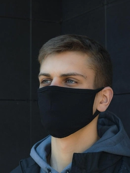 Многоразовая защитная маска для лица BSS трикотажная черная (BSS-001)