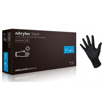 Перчатка MercatorMedical Nitrylex Black черная "м" 100 штук виниловая (133292/5419/M)