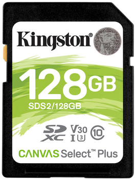 Карта памяти Kingston SDXC 128GB Canvas Select Plus Class 10 UHS-I U3 V30 (SDS2/128GB)