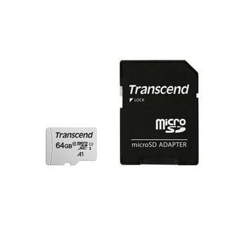 Карта памяти Transcend microSDXC 64GB UHS-I U1 C10 A1 (TS64GUSD300S-A) с SD-адаптером