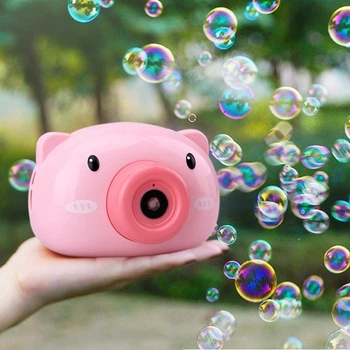 Детский фотоаппарат-генератор для мыльных пузырей Bubble Camera Свинка розовый