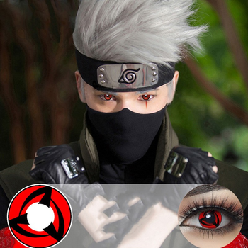 Лінзи контактні кольорові Kakashi з Наруто + контейнер для Хеллоуїн Halloween Косплей аніме Червоні (sv0304)