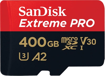 SanDisk microSDXC 400GB C10 UHS-I U3 A2 Extreme Pro V30 + SD-adapter