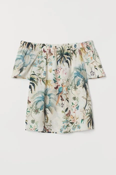 Блуза H&M 32 бежевий принт 19047345690