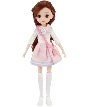 Кукла BJD с 3D глазами карого цвета, темные волосы 28 см K011
