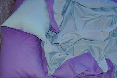 Однотонное лавандовое с пастельно голубым постельное белье MDreams Евро 220х240