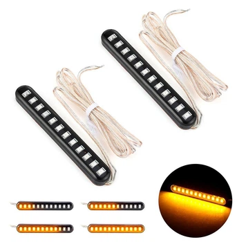 Бегущий поворотник 12 SMD 2835, 8 см, 12В, пара 2Шт, универсальная светодиодная полоса (31488)