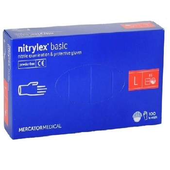 Перчатки нитриловые Mercator Medical nitrylex basic 100 шт, размер L синие