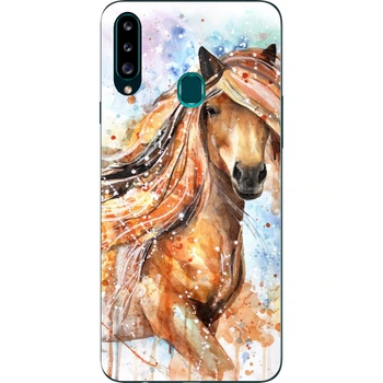 Бампер силиконовый чехол Amstel для Samsung A20s Galaxy A207F с картинкой Конь
