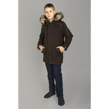 Дитяча зимова куртка парку коричнева West-Fashion М-107 34/140