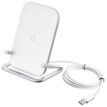 Док-станция Baseus Rib Horizontal and Vertical Wireless Charger White (WXPG-02)