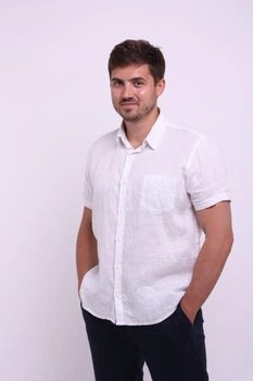 Рубашка ZIBSTUDIO лён короткий рукав S Белая (6157131)