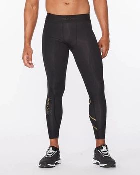 Мужские компрессионные тайтсы 2XU, MCS X Training Compression Tights, S, черный/золотой логотип