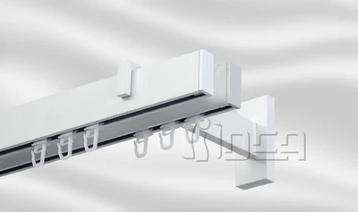Карниз подвійний Square Line 240 см. Білий Фінал Заглушка