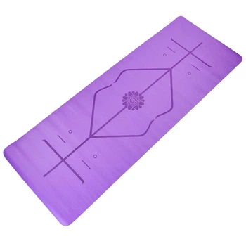 Коврик для фитнеса и йоги с разметкой Zelart 8307 2x-слойный 5мм Purple-Black