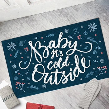 Новогодний коврик придверный с принтом "Baby its cold outside" на резиновой основе 45 х 75 х 0,4 см (KOV_20S02NY)