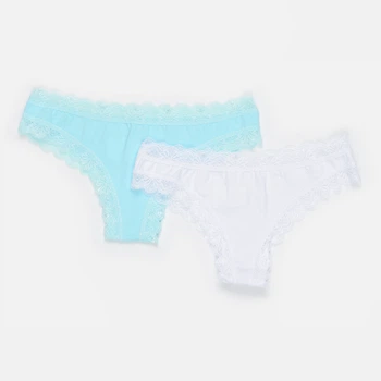 Набір жіночих трусиків танга Fashion Lady Tan Tanga F 13890384-1 S 2 шт Білий/Бірюзовий (3349610012773)