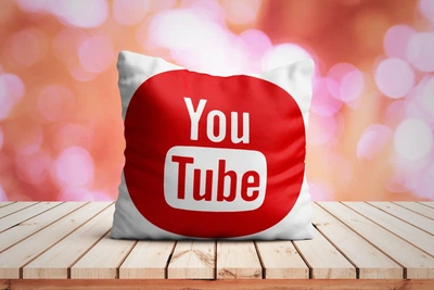 Подушка JUST PRINT IT YouTube/Ютуб, 35 на 35 см.