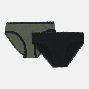 Трусики-сліп Manoukian Slips X2 Femme 13890784-3 L Чорний/Хакі (3349610013077)