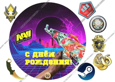 Сахарна їстівна картинка Modecor Модель CS:GO для хлопчика на торт і топпери 10,11,12,13,14,15 років (SNP - 00002)