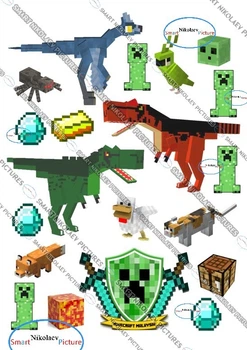 Сахарна їстівна картинка Modecor Модель Minecraft, динозаври вис. 8см для хлопчика на торт і топпери 10,11,12,13,14,15 років (SNP - 00065)
