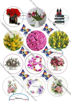 Сахарна їстівна картинка Modecor Модель 8 Березня, Women's day Ø 6см, матусі, свекрусі, для дівчинки на капкейки (SNP - 00090)