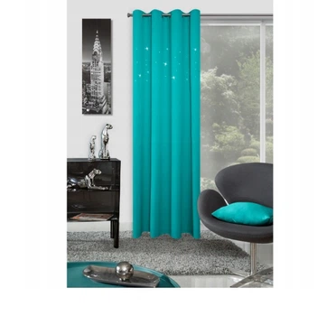 Однотонна штора Decority зі стразами 250 х 140 см, бірюзова (JS4437)