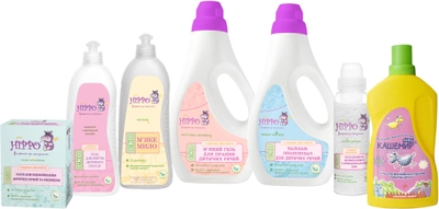 Набор Hippo Эко средства для стирки детских вещей и мытья детской посуды 7 позиций (4820178064514)