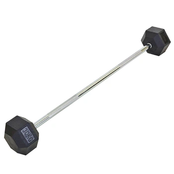 Штанга фиксированная прямая обрезиненная Rubber Hexagon Barbell Record TA-6230-30 30 кг