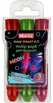 Набор красок для волос Maxi в форме карандаша 3 цвета светятся в темноте (MX60191)