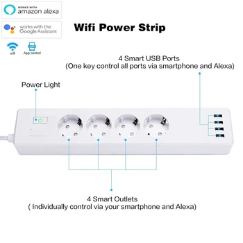 Wi-Fi розетка Tuya smart A17 / 4 незалежні розетки c USB