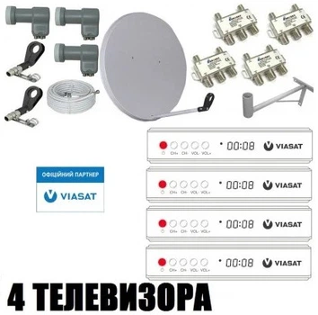 Комплект спутникового оборудования ТВ Viasat (Виасат), ресивер Strong SRT 7602 с антенной 0,9м на 4 ТВ
