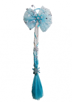 Коса Эльзы с бантом на резинке 1147-light blue голубой цвет
