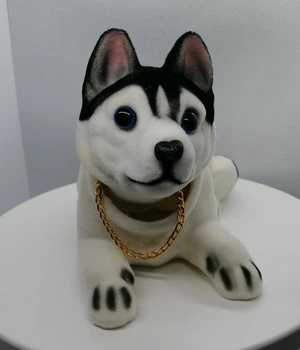 【廃盤・新品未使用】犬のオブジェ 陶器　ニキティキ　ハスキー Собака 