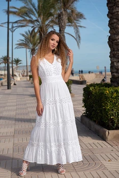 Пляжное платье с кружевами и прошвой Fresh Cotton 21F-026C 44(M) Белый