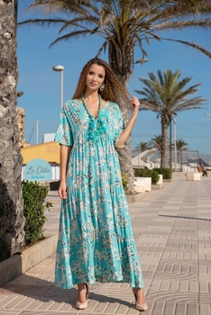 Летнее платье длинное в пол Indiano 21NI-370/2 V XL/2XL Бирюзовый