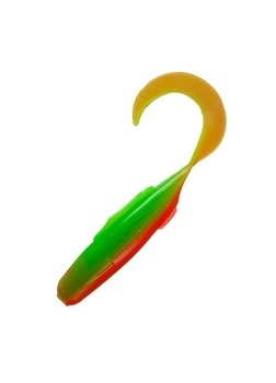 Виброхвост Bass Pro Shops Walleye Angler Jiggin' Minnow 7,5 см. 12 шт. Hot Lime/Fire Red Belly (2027126)