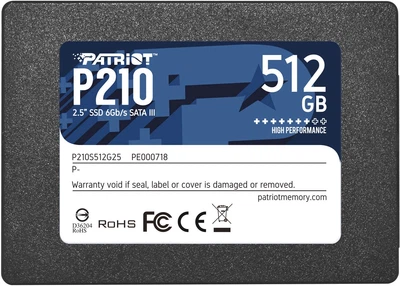 SSD-накопичувач Patriot P210 512 ГБ 2.5" SATA III 3D QLC
