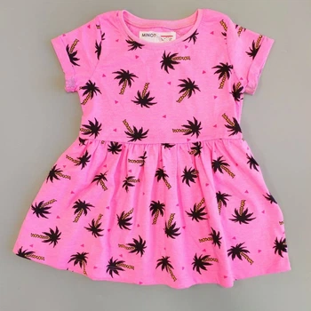 Летнее платье Minoti Пальмы 2TDRESS17 92см Розовый с черным